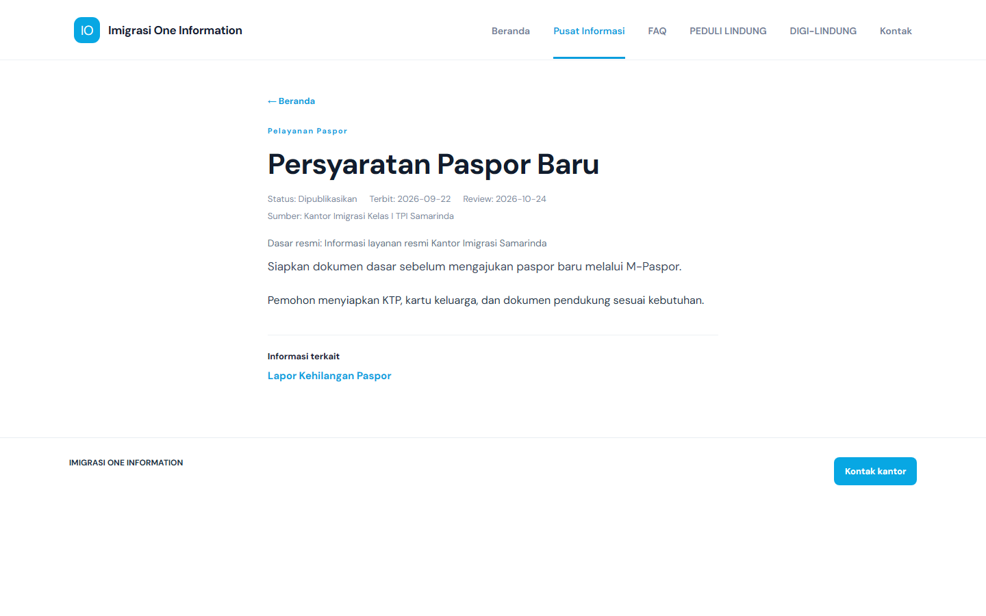 Detail informasi yang sudah terbit