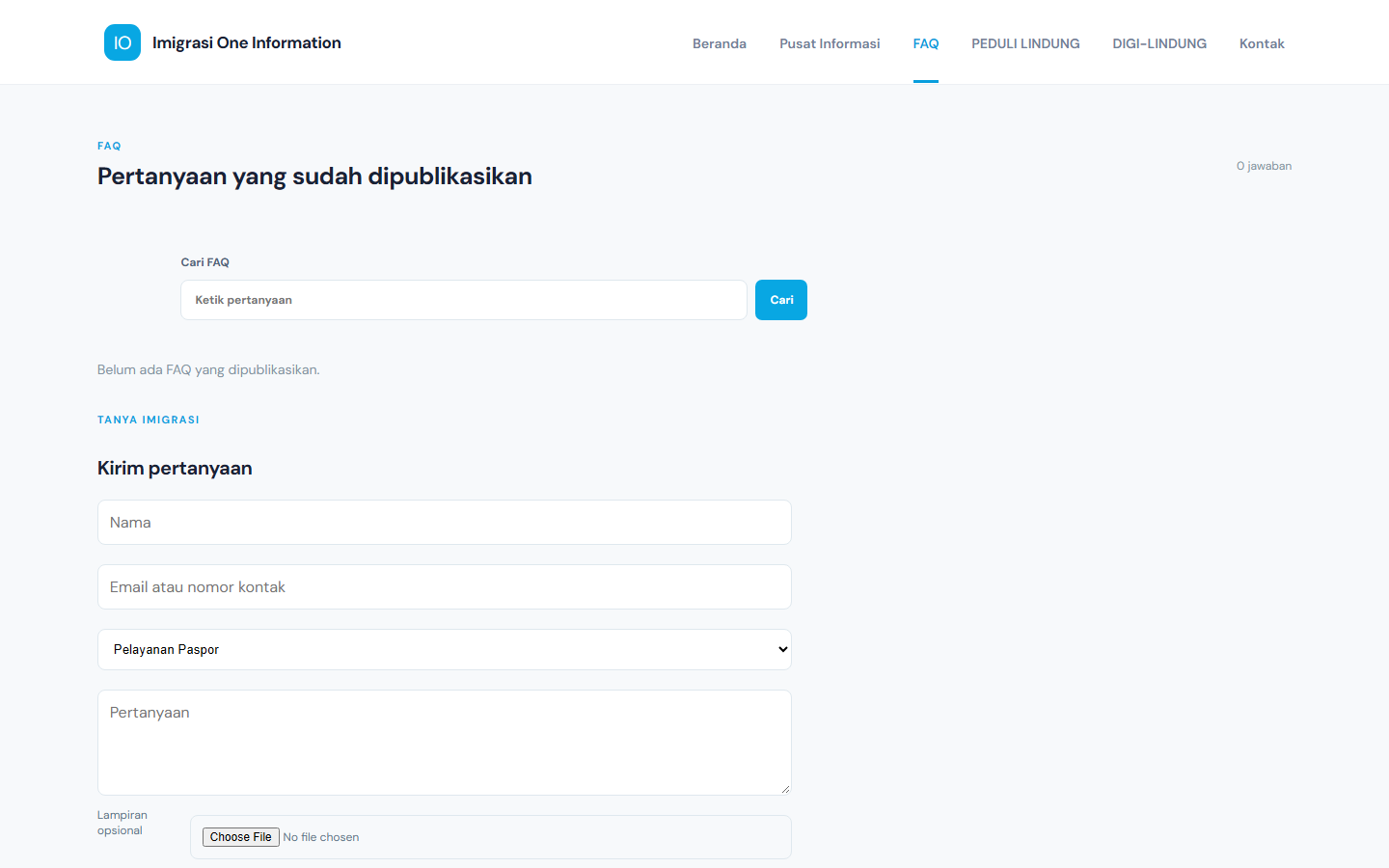 FAQ dan form pertanyaan
