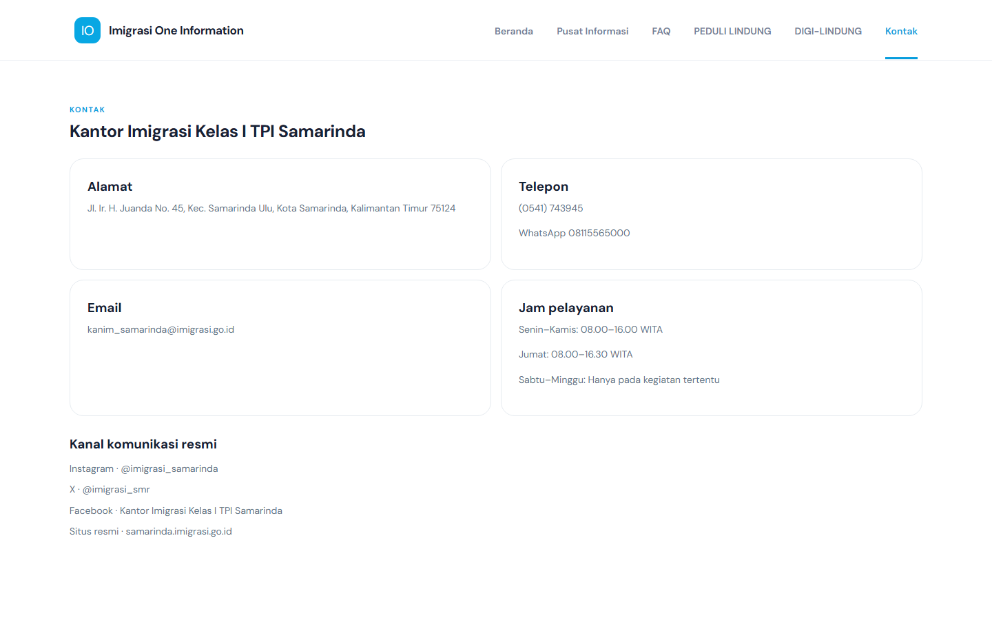 Halaman kontak kantor