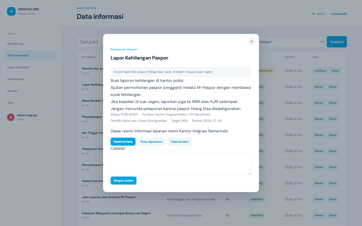 Pilihan review informasi